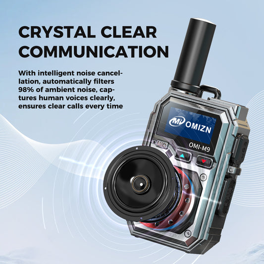 Walkie-talkie OMIZN Global, modelo M9, compatible con comunicación de larga distancia (más de 5000 km) a nivel nacional y sin necesidad de suscripción.