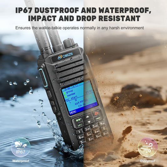 OMIZN X4 Intercomunicador de red pública + analógico de modo dual. Comunicación a distancia nacional, resistente al agua y a los impactos con certificación IP67. Sonido alto y claro.